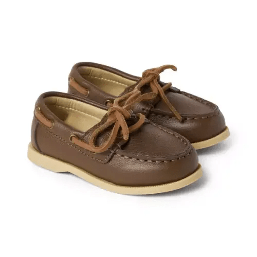 Boy Coffee Brown Leather Boat Shoe by Janie and Jack