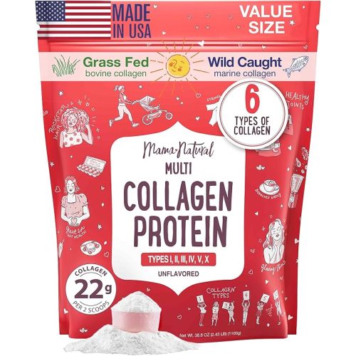 Multi Collagen Protein Powder Value Pack (100 Servings) - Unflavored & Hydrolyzed with 6 Types (1, 2, 3, 4, 5 & 10) - Pure Collagen Peptides for Women - Grass Fed Beef, Wild Fish & USA Eggshell