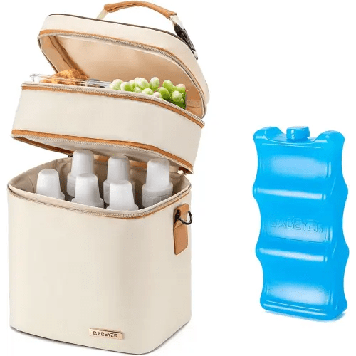 Breastmilk Cooler Bag with Ice Pack Fits 6 Baby Bottles Up to 9 Ounce