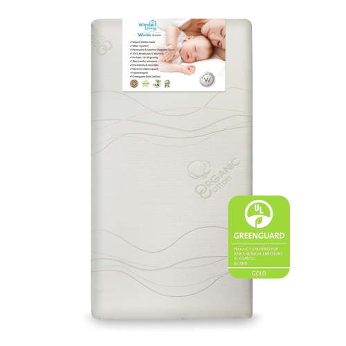 Wonder Dream Toddler Crib Mattress Organic Cotton,100% Breathable,No VOC's, Water Repellent Hypoallergenic