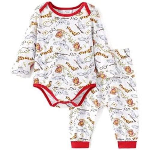 PATPAT Harry Potter Baby Clothes Gryffindor Hedwig Unisex Baby Bodysuit and Pant Sets for Newborn Infant 0-18M