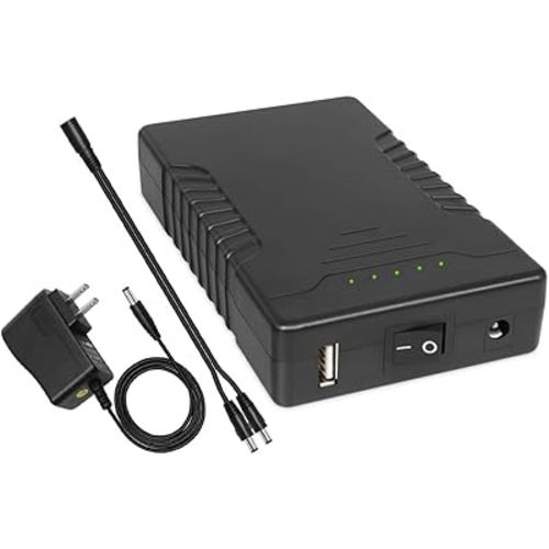 TalentCell Rechargeable 12V 6000mAh/5V 12000mAh DC Output Lithium ion Battery Pack for LED Strip/CCTV Camera/Telescope/Modem and More, Portable Li-ion Power Bank with 12.6V Charger, Black