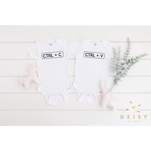 Set of 2 | Copy and Paste Twin Bodysuit, Pregnancy Announcement, Twin Bodysuit, Twin Announcement Bodysuit