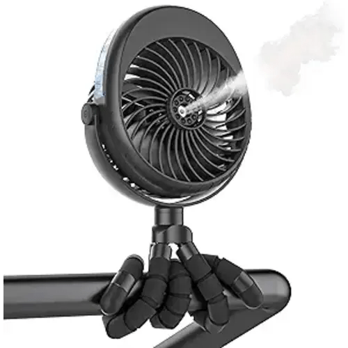 2026 Upgraded Misting Baby Stroller Fan Rechargeable, Flexible Tripod Clip for Car Seat Crib, Baby Shower Gifts & Baby Registry Search, Newborn Essentials for Beach Travel, Disney Summer Essentials