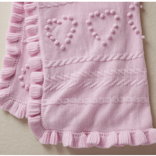 LoveShackFancy Textured Hearts Baby Blanket