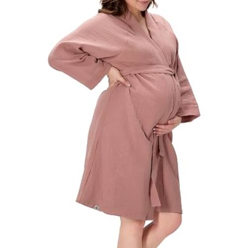 Labor and Delivery Gown, Birthing Maternity Robe, Hospital Gown for Women | Parker Baby Co. soft, muslin cotton hospital gowns for women, postpartum pajamas, maternity pajamas and nursing nightgown.