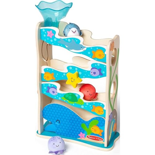 Melissa & Doug Rollables Wooden Ocean Slide Infant and Toddler Toy (5 Pieces) Ocean Themed Toys For Toddlers, Early Learning Toys For Infants And Toddlers Ages 1+ - FSC Certified