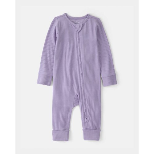 Baby Girl 2-Way Zip PurelySoft Sleep & Play Pajama - Purple