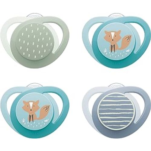 NUK Glow-in-the-Dark Orthodontic Pacifier with Heart-Shaped Shield, BPA-Free, fits 18-36 Months, 4-Pack