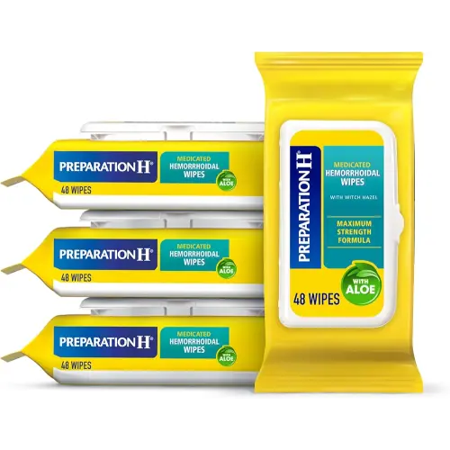 Preparation H Hemorrhoid Flushable Wipes with Witch Hazel for Skin Irritation Relief - 48 Count (Pack of 4)