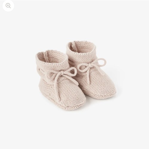 Taupe Garter Knit Baby Booties – Elegant Baby