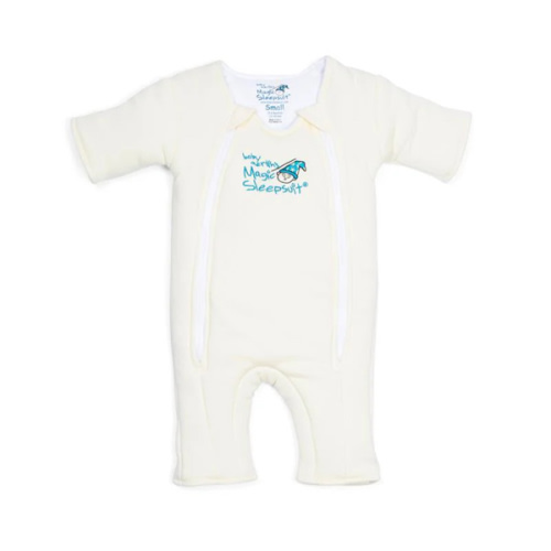 Magic Sleepsuit Baby Merlin's Cotton Baby Swaddle Transition Product - Soft and Cozy Design, Double Zipper for Easy Diaper Changes, Promotes Safe Sleep, 3-6 Months - Cream - Small 12-18lbs