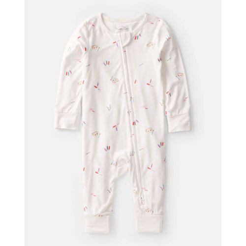 Baby Girl Art Print PurelySoft Sleep & Play Pajamas - White - Carter's | Carter's