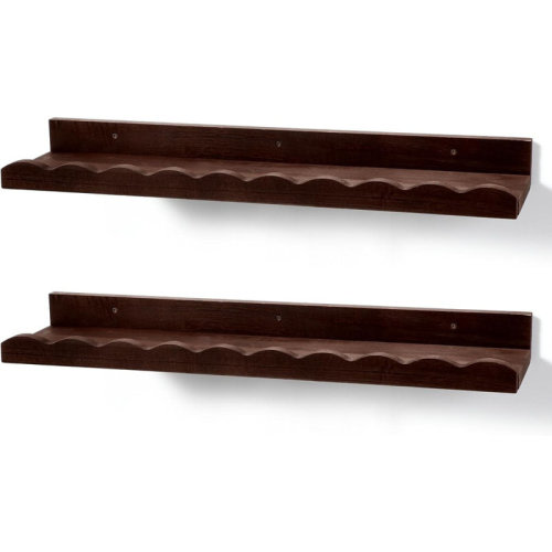 Alcott Hill® Set Of 2 Scalloped Floating Shelves – Wall-mounted Storage For Books, Toys, Photo Frames, And Room Decor For Bedroom & Bathroom | Wayfair