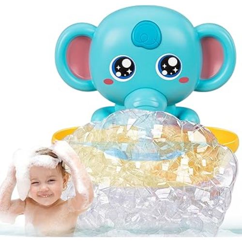 Bath Toys, Elephant Bath Bubble Maker with Music, Magnetic Charging Bubble Machine, Bath Toys for Toddlers 1-3, Toddler Bathtub Toys, Birthday for 1 2 3 4 5 Years Old Boys Girls (Blue)