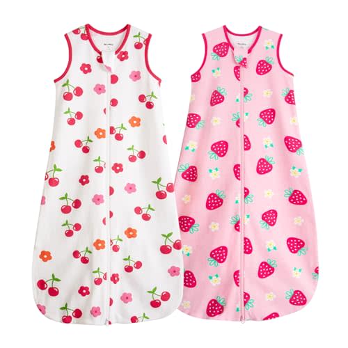 Baby Sleep Sack 6-12 Months 100% Cotton 1.0 Tog 2-Way Zip 2 Pack | Toddler Sleep Sack Breathable Soft All Year Wearable Blanket OEKO-TEX