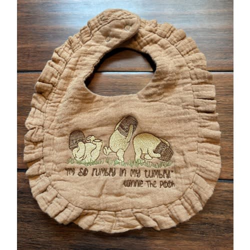 Embroidered Winnie the Pooh Baby Bib • Handmade Cotton Baby Shower Gift