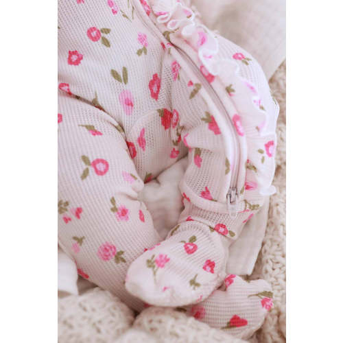 Penny's Posies Bamboo Waffle Ruffle Zipper Footie