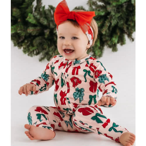 Christmas Bows Zipper Romper PRE-ORDER SHIPPING 11/24 – In My Jammers