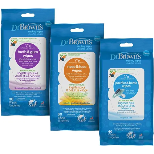 Dr. Brown's Healthy Wipes for Babies and Toddlers, 40 Count, Variety 3 Pack