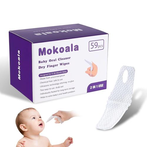 Baby Finger Toothbrush，Baby Tongue Cleaner Wipes for Infant Tooth and Gum Cleaning, 59Pcs Disposable Wipes Toothbrush for Newborn Oral Care