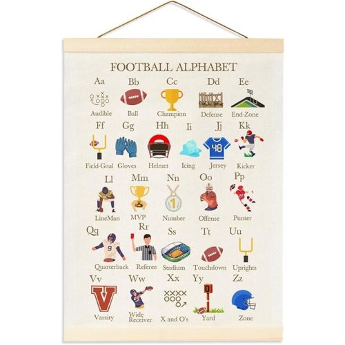 BirtDerr Football Alphabet Nursery Decor, Football Wall Art Print for Boys Bedroom, Nursery Sports