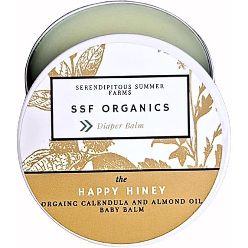 SSF Organics- HAPPY HINEY- Organic Calendula Diaper Balm. 100% Natural. Hand Crafted in Small Batches. Safe for Rashes, Cradle Cap, Chapped Skin.