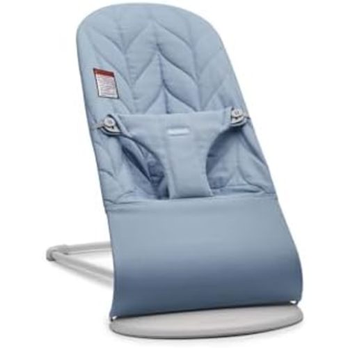 BabyBjörn Bouncer Bliss, Blue, Woven, Petal Quilt | 2-in-1 Adjustable Baby Bouncer Seat and Toddler Chair, Newborn to Toddler (8-29 lbs), 4 Positions, Lightweight & Portable