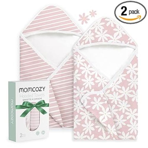 Momcozy Baby Towel with Hooded - Ultra Soft & Absorbent Large Bath Towel Set for Comfort & Gentle on Baby's Skin - Shower Gift & Bath Essential & Baby Registry Search for Newborn,Infant,Toddler,Kids