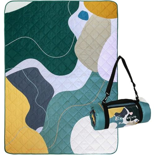 Exclusivo Mezcla Waterproof Picnic Blanket 60x80 Inches Large Multicolor Floral Polyester Sandproof Modern Camping Blanket
