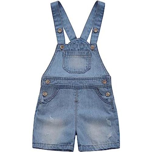 KIDSCOOL SPACE Baby Girl Boy Jean Overalls,Toddler Summer Denim Shortall