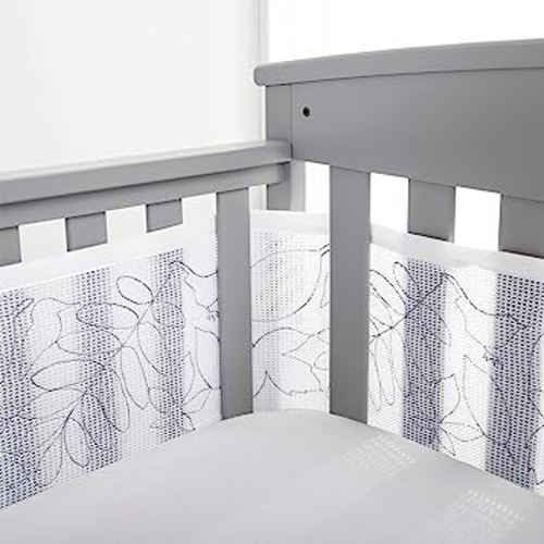 BreathableBaby Breathable Mesh Liner for Full-Size Cribs, Deluxe 4mm Mesh, Feathered Friends (Size 4FS Covers 3 or 4 Sides)