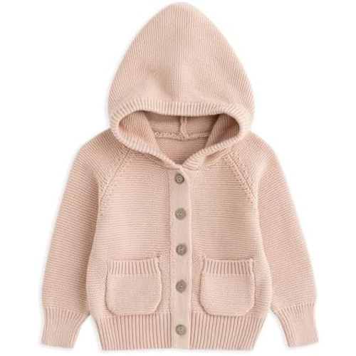Curipeer Baby Girls Knit Hooded Cardigan Sweater