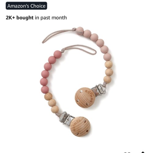 SAMiGO Pacifier Clips for Baby Girls Pacifier Holders Silicone Paci Binky Clips - 2 Pack