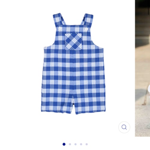 Plaid Seersucker Shortall With Front Pocket