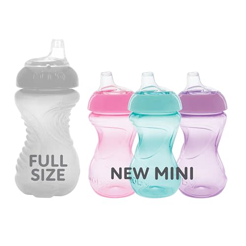 Nuby Mini Gripper No-Spill Baby Sippy Cups with Soft Spout - (3 Pack) 6 oz - 6+ Months - Pink/Purple/Aqua