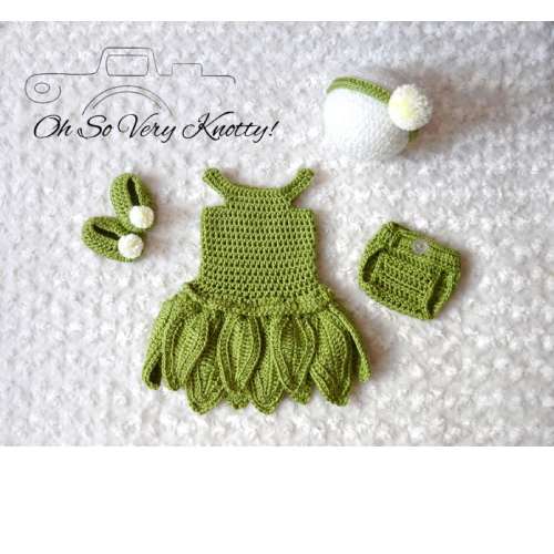 Disney's Fairy Tinkerbell inspired baby girl handmade crochet outfit. Also available w/ Wig. Diaper Cover & Wings sold separately.
