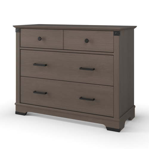 Child Craft Redmond 42" Interlocking 3-Drawer Dresser for Nursery or Bedroom, Rustic Design, Dapper Gray