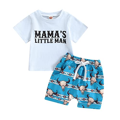 Kodaruber Western Toddler Baby Boy Clothes Short Sleeve T Shirt Elastic Waist Shorts Set Cowboy Outfit Summer Clothing