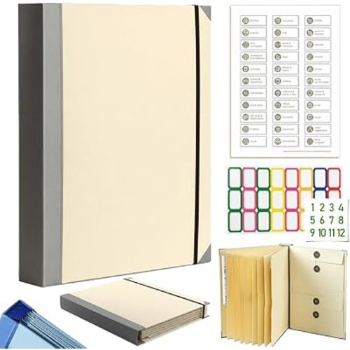 The Life Book Document Organizer - Binder for Important Documents, The Folio in Case I Die Binder, Family Emergency Planner, End of Lifeorganizer Paper File Folio Organizer with Labels(Beige)
