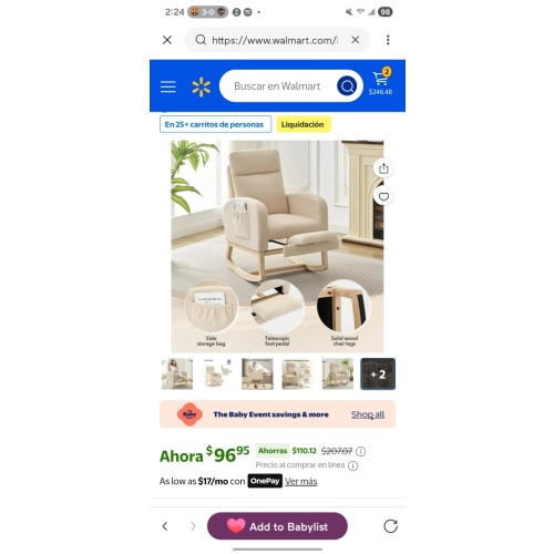 Towallmark Nursery Rocking Chair, Nursing Glider Chair with Footrest, High Backrest Rocker for Mom, Upholstered Lounge Chair with Solid Wood Base, Living Room Bedroom Nursery