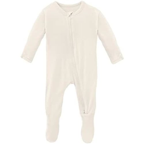 KicKee Year Round Solid Footies with Zipper, Super Soft One-Piece Jammies, Sleepwear for Babies and Kids