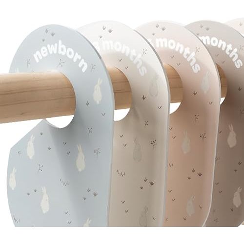 3 Sprouts Baby Closet Dividers Set of 8 - Clothes Organizer Toddler Hanger, Double-Sided Size Labels - Nursery Organization for Newborn Clothing, Infant to 2T Boy & Girl - Rabbit