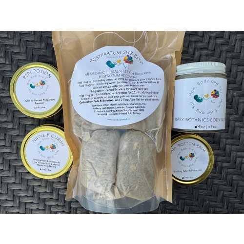 Postpartum gift Care Package Postpartum sitz bath afterbirth Balms, , Nipple balm, Perineum balm, Diaper Balm Body Butter gift basket