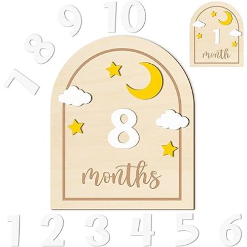 R HORSE Baby Monthly Milestone Sign 3D Moon Stars 1-12 Months Baby Sign