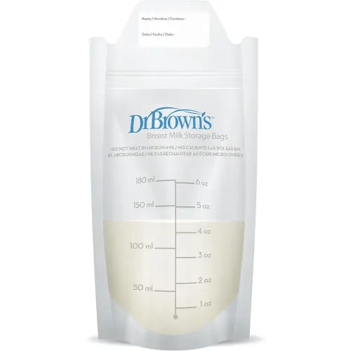 Dr. Brown’s Breast Milk Storage Bags, Disposable and Durable Bags for Freezing & Heating Breast Milk, (100 ct) 6 oz Bags, BPA free