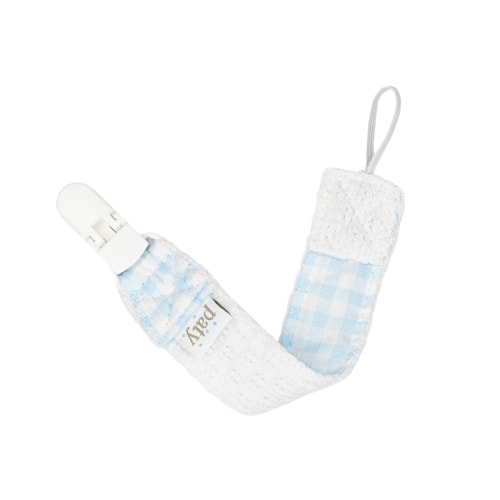 Paty Knit Pacifier Clip with Gingham Trim
