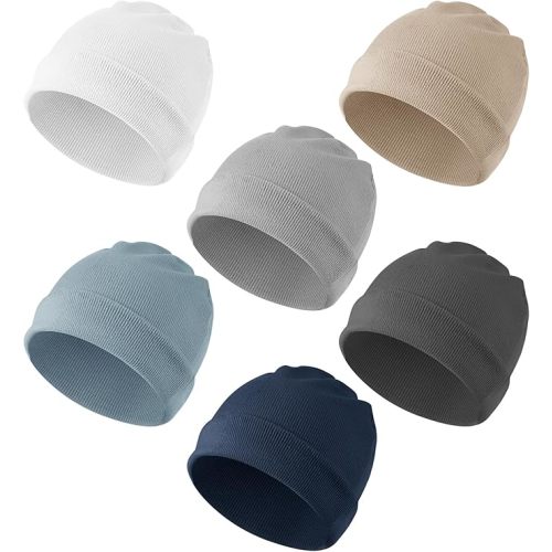Konssy 6 Pack Baby Beanie Hats for Unisex, Toddler Beanies Baby Girl Boy Hat Warm Cap for Infant, Toddler