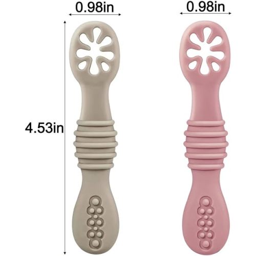 PandaEar 7 Pack Silicone Baby Feeding Spoon | Baby Led Weaning Supplies | Toddler Infant Feeding Spoon First Stage
