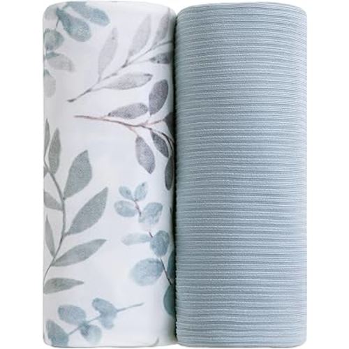 Viviland Jersey Swaddle Blanket, Ultra Soft Stretchy Receiving Blanket, Newborn Swaddle Wrap for Boys & Girls, 40 x 30 inches, 2 Pcs